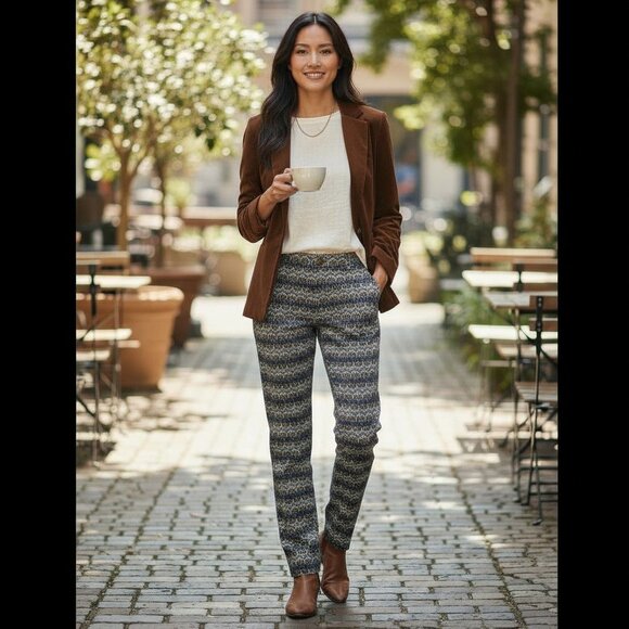 H&M Pants - H&M Paisley Styled Printed Slim Trousers NWT Size 12